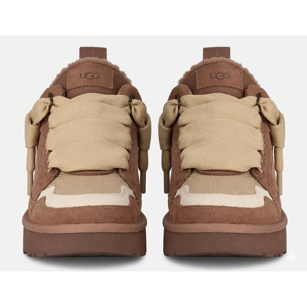 UGG | NWT Lowmel Platform Sneakers Chestnut Brown Suede Sheepskin Lined | 6